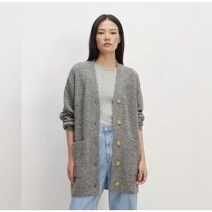 Everlane The Oversized Alpaca Wool Pocket Cardigan Sweater Sz XS Gray Minimalist